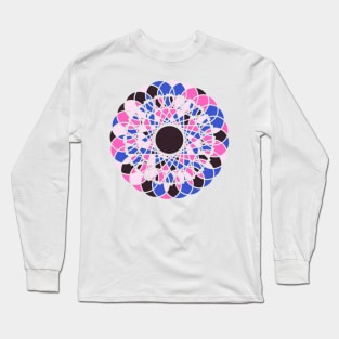 Random geometric elements in round ornament in bright neon colors Long Sleeve T-Shirt